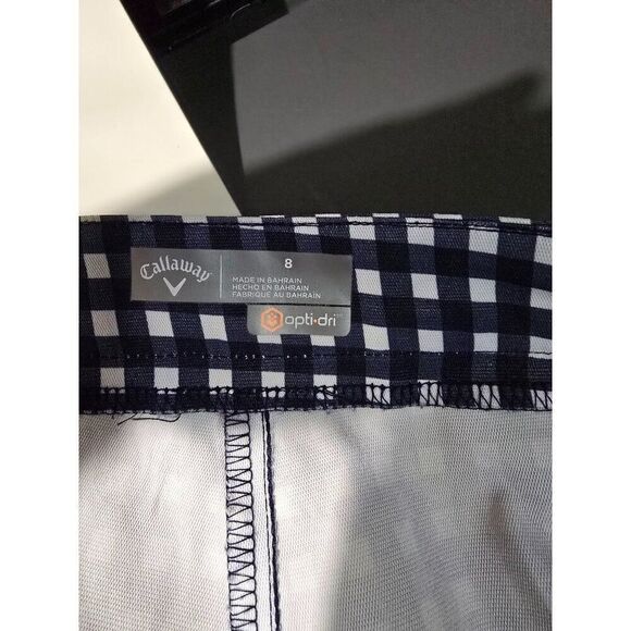 Callaway Womens Navy & White Gingham Check Opti-Dri Golf Shorts Size 8 - Picture 6 of 7